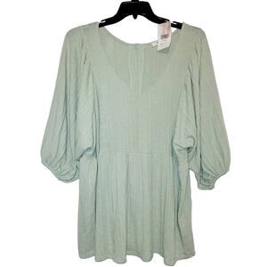 New A Beautiful Soul mint green balloon sleeve button back knit top size 2XL